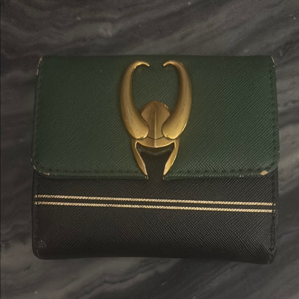 Loungefly Marvel Loki Green and Black Wallet with Gold Accent